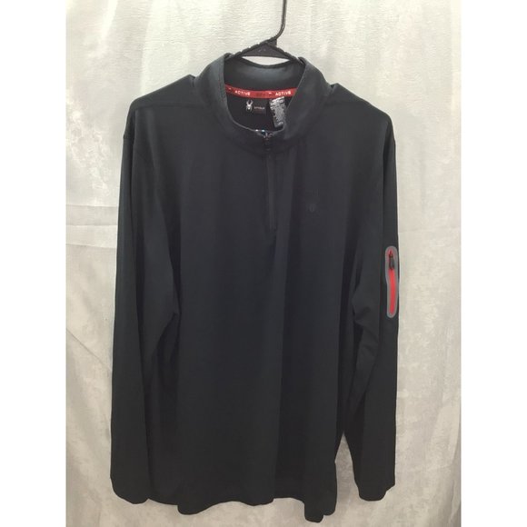 Spyder Active Men's 1/4 Zip Black/Red 2 XL Pullover Sleeve Zip Pocket - Picture 7 of 9